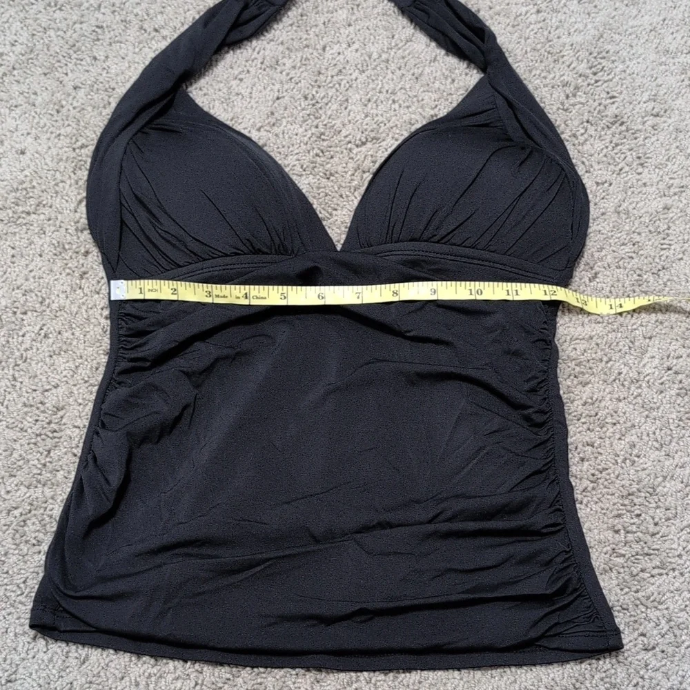 La Blanca Tankini Black Bathing Suit Top Ruched Halter Style Size 6 - Picture 11 of 12